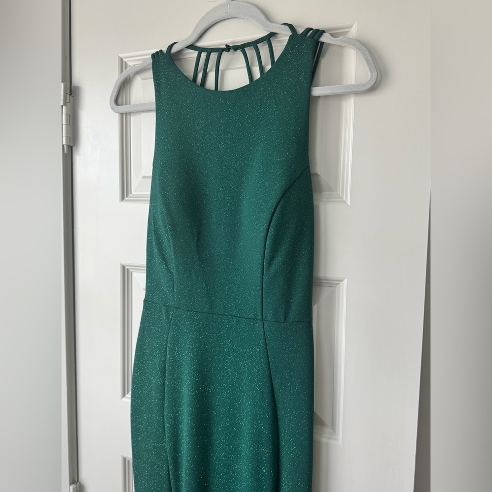Windsor Keyla Open Back Fitted Formal Glitter Gown Hunter Green NEW Size Small - Picture 10 of 12